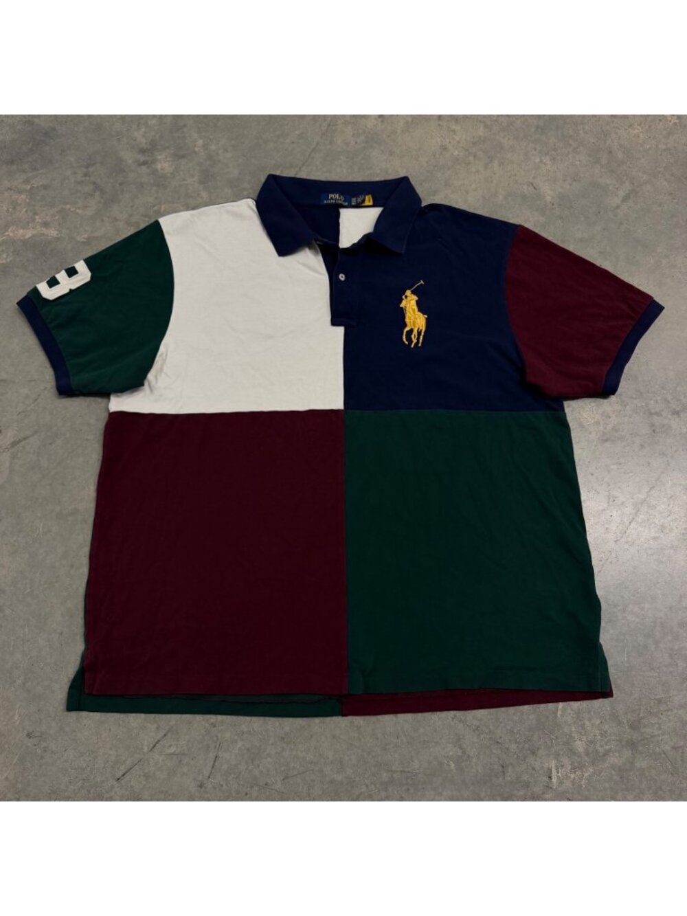 Polo Ralph Lauren Mens Colorblock Polo Shirt 3XB 3TG Multicolor Patchwork Style